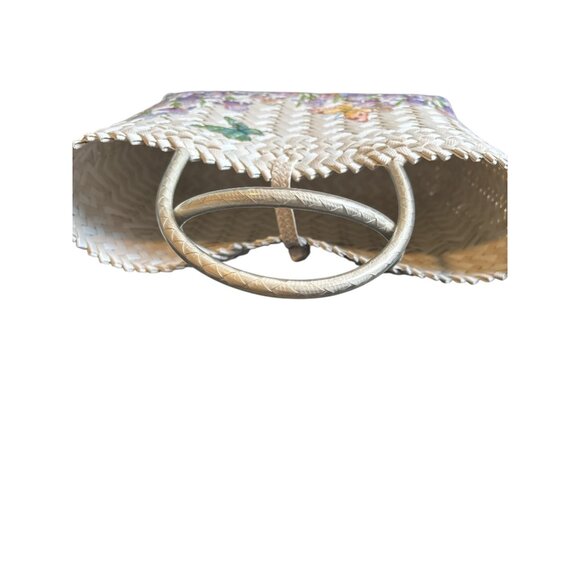 Decoupage Handwoven Straw Tote Bag With Butterfly & Floral Design(Price is firm) - Picture 6 of 6